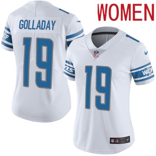 Women Detroit Lions #19 Kenny Golladay Nike White Vapor Limited NFL Jersey->women nfl jersey->Women Jersey